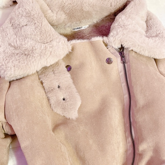 korea fawn brown shearling faux fur coat - Picture 3 of 7